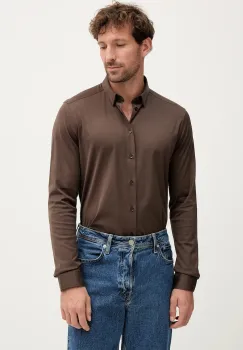 Mos Mosh camasa din bumbac MARCO culoarea maro, cu guler button-down, regular, 500940 imagine