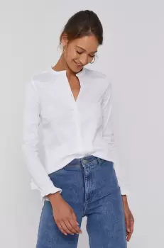 Mos Mosh Camasa femei, culoarea alb, cu guler stand-up, slim imagine