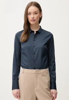 Mos Mosh camasa femei, culoarea negru, cu guler clasic, slim imagine