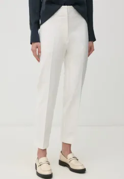 Mos Mosh pantaloni femei, culoarea alb, drept, high waist, 169200 imagine