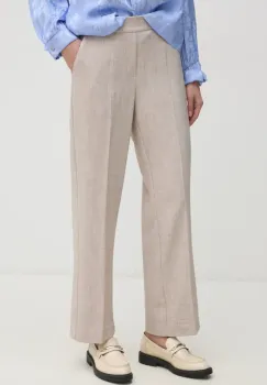 Mos Mosh pantaloni femei, culoarea bej, drept, high waist, 169210 imagine