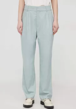 Mos Mosh pantaloni femei, culoarea verde, fason chinos, high waist imagine