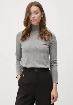 Mos Mosh pulover de lana femei, culoarea gri, light, cu guler imagine