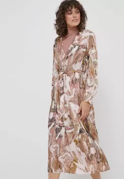 Mos Mosh rochie culoarea bej, midi, evazati imagine