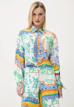 Moschino Jeans camasa femei, culoarea alb, cu guler clasic, relaxed, 0217 3735 imagine