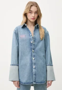 Moschino Jeans camasa jeans femei, cu guler clasic, relaxed, 0216 3217 imagine