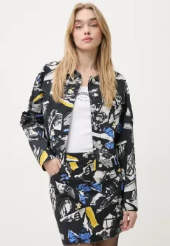 Moschino Jeans geaca cu aspect de camasa culoarea negru, de tranzitie, oversize, 0611 3241 imagine