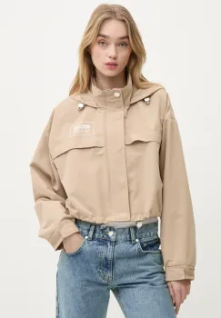 Moschino Jeans geaca femei, culoarea bej, de tranzitie, oversize, 0605 3220 imagine