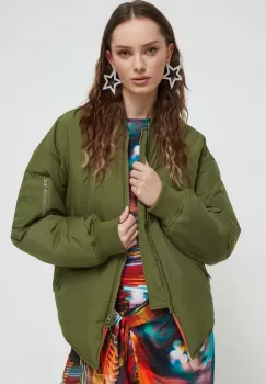 Moschino Jeans geaca femei, culoarea verde, de iarna imagine