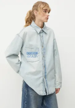 Moschino Jeans geaca jeans femei, de tranzitie, oversize, A0508 8720 imagine