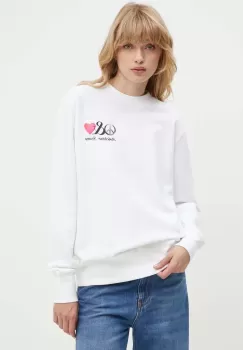 Moschino Jeans hanorac de bumbac femei, culoarea alb, cu imprimeu, 1706.8233 imagine