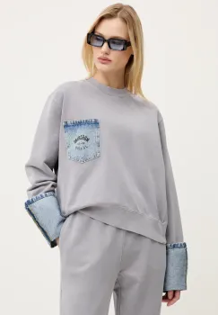 Moschino Jeans hanorac de bumbac femei, culoarea gri, modelator, 1709 3228 imagine