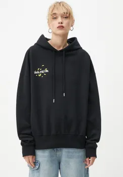 Moschino Jeans hanorac de bumbac femei, culoarea negru, cu gluga, cu imprimeu, A1701 8732 imagine
