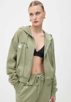 Moschino Jeans hanorac de bumbac pentru copii femei, culoarea verde, cu gluga, cu imprimeu, J1704 8732 imagine