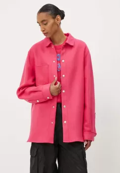 Moschino Jeans jacheta de camasa din lana culoarea roz, de tranzitie, 0606.8220 imagine
