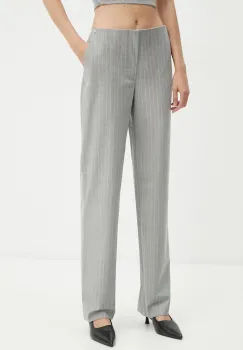 Moschino Jeans pantaloni din lana culoarea gri, drept, high waist, A0307 8725 imagine