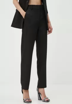 Moschino Jeans pantaloni femei, culoarea negru, drept, high waist, 0332.8227 imagine