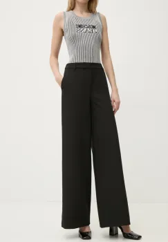 Moschino Jeans pantaloni femei, culoarea negru, lat, high waist, 0339 3225 imagine