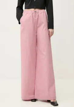 Moschino Jeans pantaloni femei, culoarea roz, lat, high waist, 0335 3224 imagine