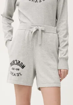 Moschino Jeans pantaloni scurti din bumbac culoarea gri, cu imprimeu, high waist, 0380 3201 imagine