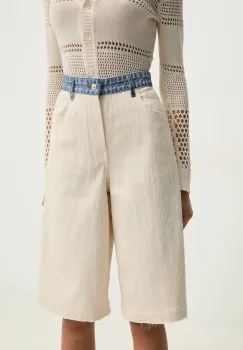 Moschino Jeans pantaloni scurti femei, culoarea bej, uni, high waist, 0345 3717 imagine