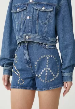 Moschino Jeans pantaloni scurti jeans femei, cu imprimeu, high waist imagine