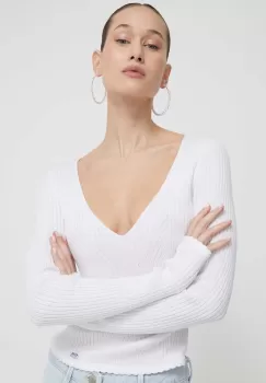 Moschino Jeans pulover de bumbac culoarea alb, light imagine