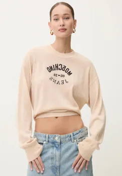 Moschino Jeans pulover de lana femei, culoarea bej, light, J0931 8700 imagine