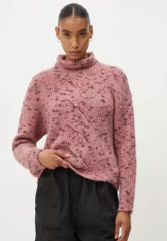 Moschino Jeans pulover din amestec de lana femei, culoarea roz, calduros, cu guler, 0905.8202 imagine