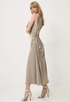 Moschino Jeans rochie culoarea auriu, maxi, evazati, 0460.8229 imagine