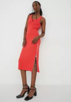 Moschino Jeans rochie culoarea rosu, midi, mulata imagine