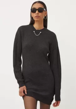 Moschino Jeans rochie din lana culoarea gri, mini, mulata, 0483.8204 imagine