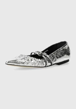 MSGM balerini de piele culoarea argintiu, 3741MDS420 905 imagine