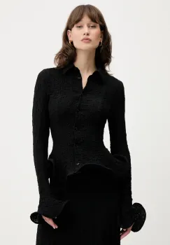 MSGM camasa culoarea negru, cu guler clasic, slim, 3842MDE08.257317 imagine