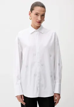MSGM camasa din bumbac culoarea alb, cu guler clasic, relaxed, 3941MDE26X.257602 imagine