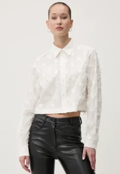 MSGM camasa femei, culoarea bej, cu guler clasic, regular, 3841MDE13.257121 imagine