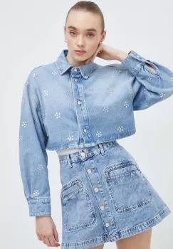 MSGM camasa jeans femei, cu guler clasic, regular imagine