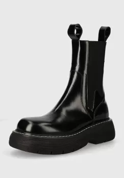 MSGM ghete chelsea de piele femei, culoarea negru, cu platforma, 3741MDS804 629 imagine