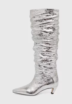 MSGM ghete de piele femei, culoarea argintiu, cu toc cui, 3741MDS710 905 imagine