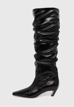 MSGM ghete de piele femei, culoarea negru, cu toc cui, 3741MDS710 848 imagine