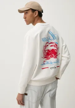 MSGM hanorac de bumbac barbati, culoarea bej, cu imprimeu, 3840MM115.257099 imagine