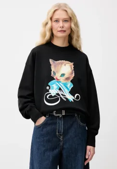 MSGM hanorac de bumbac culoarea negru, cu imprimeu, 3941MDM113SE.257749 imagine