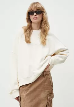 MSGM hanorac de bumbac femei, culoarea bej, neted, 3741MDM78.247795 imagine