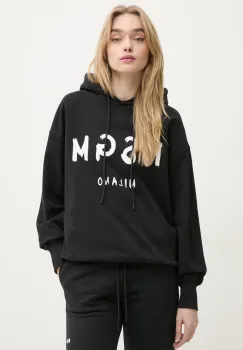 MSGM hanorac de bumbac femei, culoarea negru, cu gluga, cu imprimeu, 2000MDM515.300000 imagine