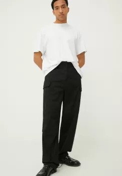 MSGM pantaloni barbati, culoarea negru, cu fason cargo imagine