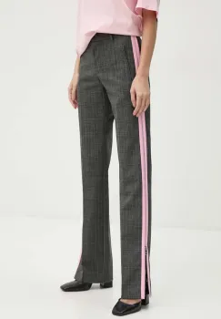 MSGM pantaloni de lana culoarea gri, drept, high waist, 3742MDP05.247825 imagine