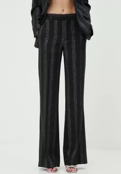 MSGM pantaloni de lana culoarea negru, drept, high waist, 3741MDP01A.247604 imagine