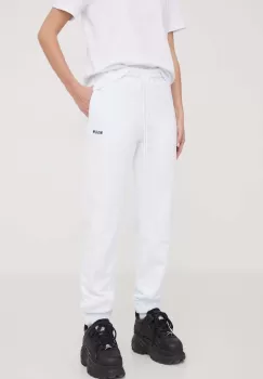 MSGM pantaloni de trening din bumbac culoarea alb, neted imagine