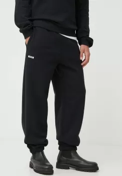MSGM pantaloni de trening din bumbac culoarea negru, neted, 2000MP500.200001 imagine
