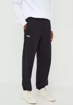 MSGM pantaloni de trening din bumbac culoarea negru, neted imagine